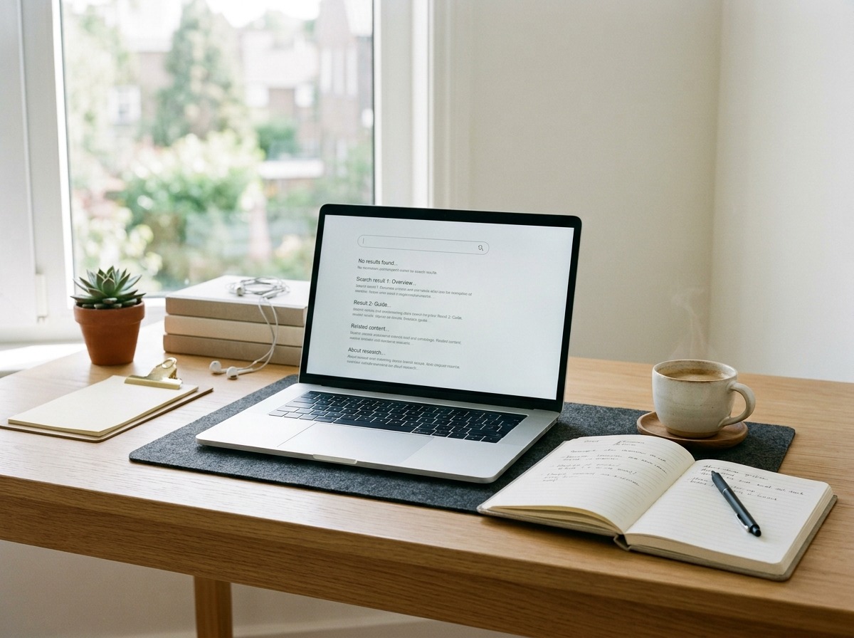 Notebook aberto exibindo uma busca no Google Acadêmico