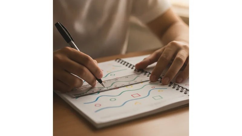 Infográfico visual mostrando as médias de páginas por curso com ícones representativos de cada área