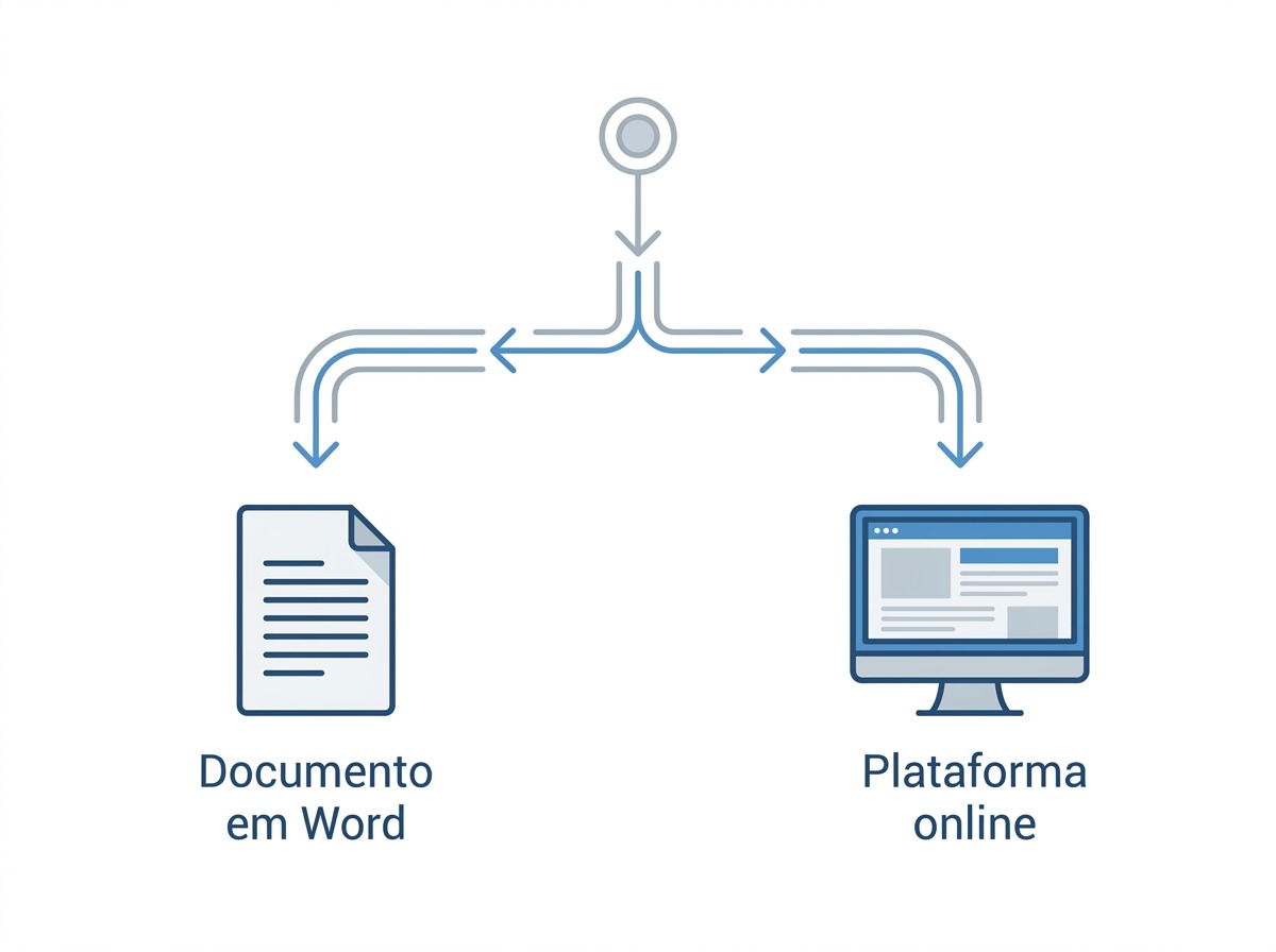 Diagrama dos dois formatos de extensao: documento em Word e plataforma online
