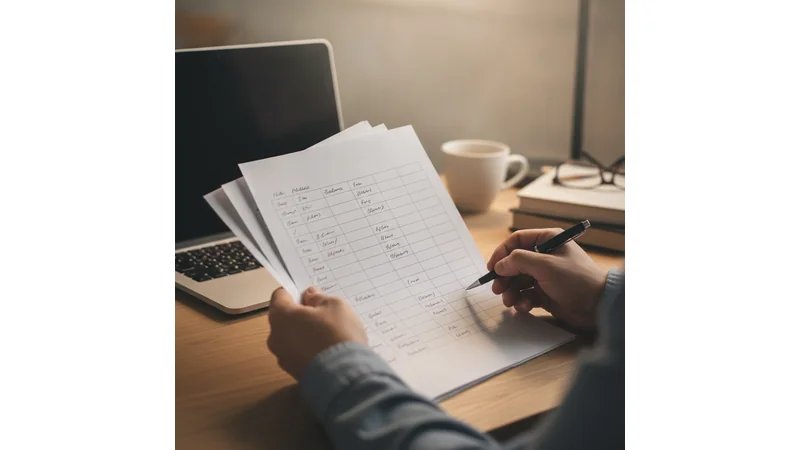 Checklist visual com caixas de seleção para cada item