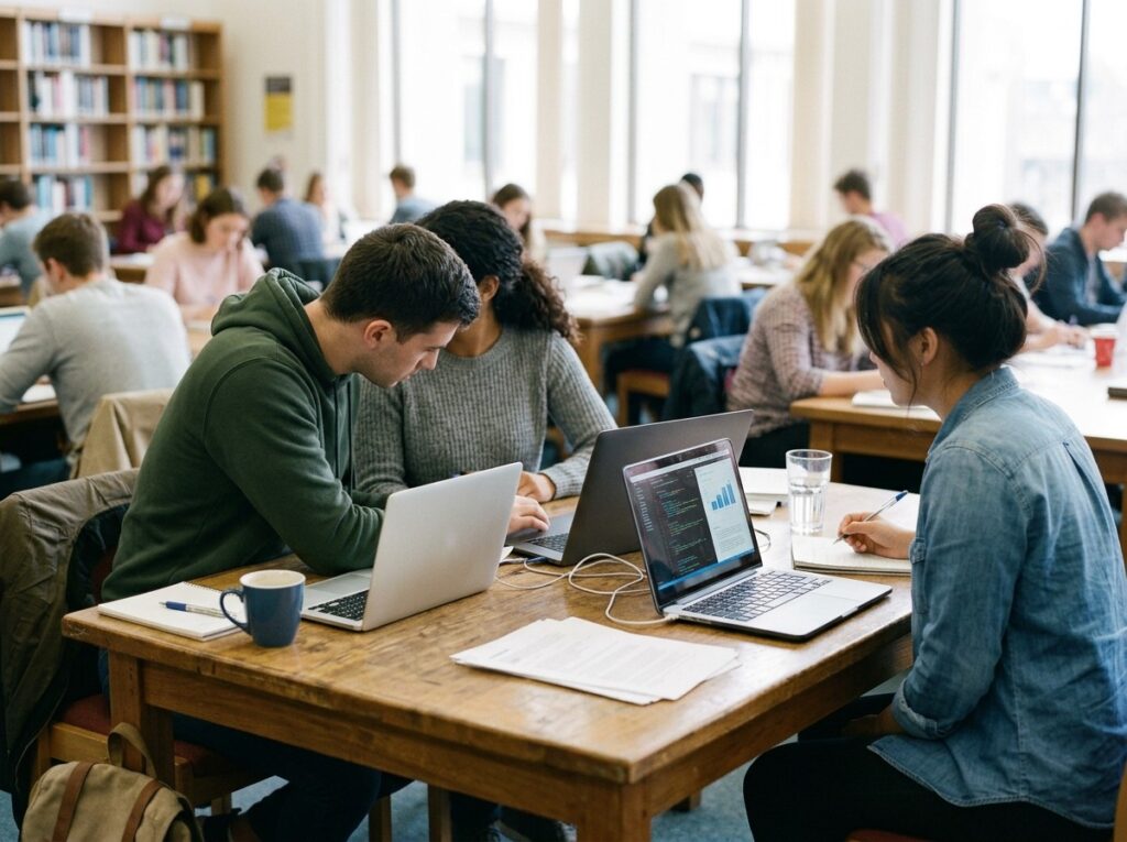 Alunos fazendo TCC em Grupo
