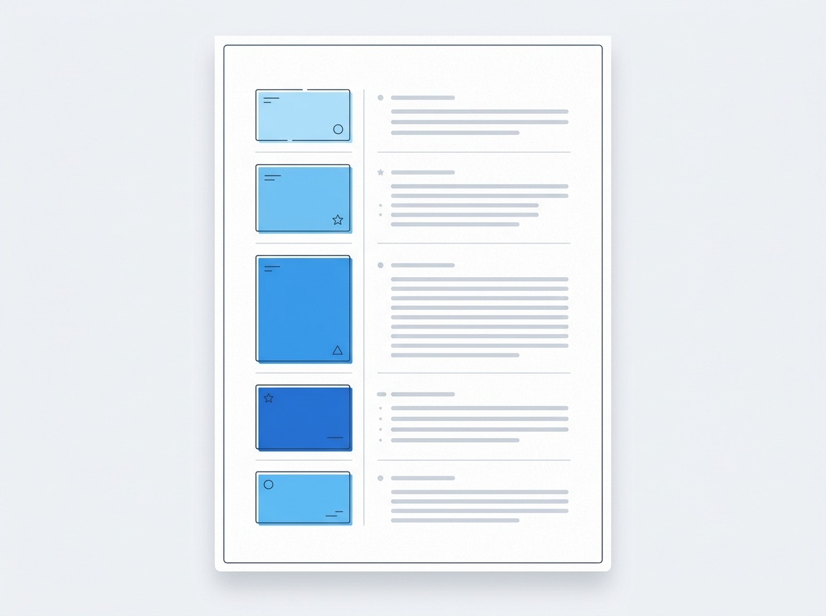 Página de documento com blocos representando as seções do trabalho