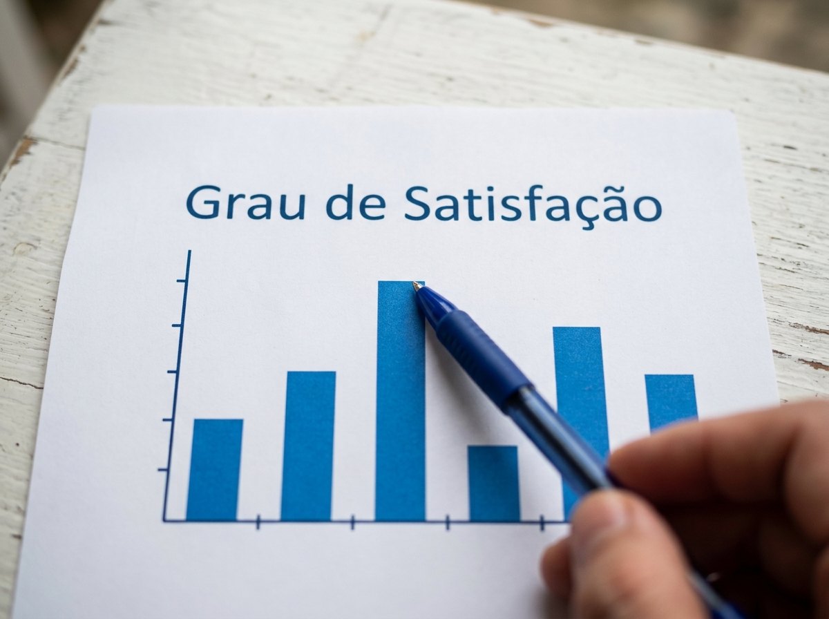 Análise de resultados tcc com gráfico de barras impresso e caneta apontando o dado