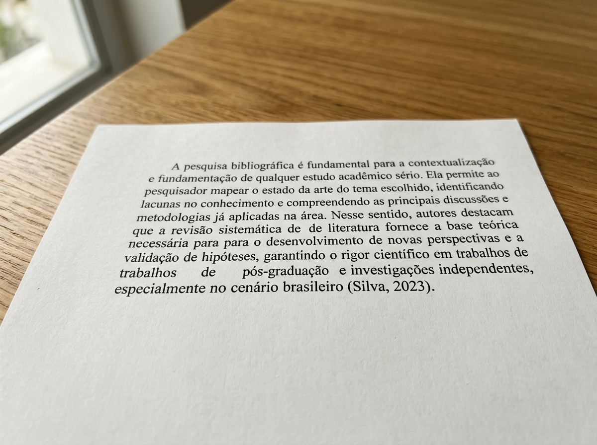 Parágrafo acadêmico impresso terminando com a indicação autor-data entre parênteses