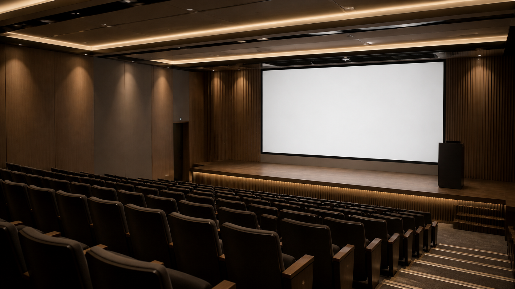 Apresentação de TCC com slides premium em auditório