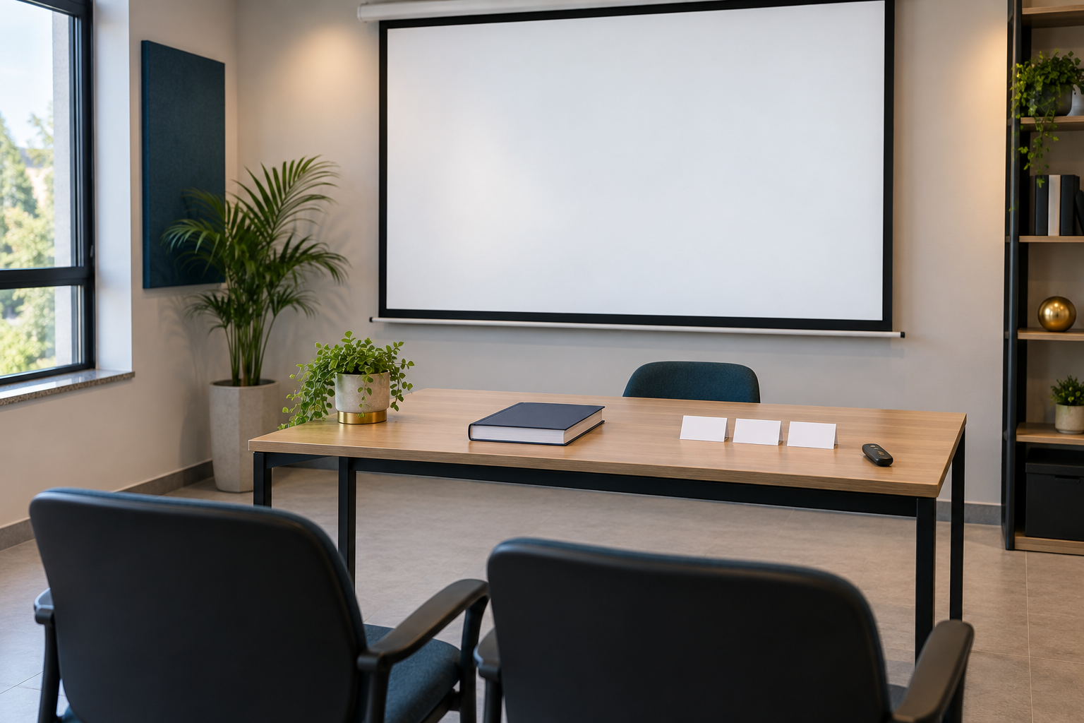 Sala preparada para apresentação e feedback de TCC