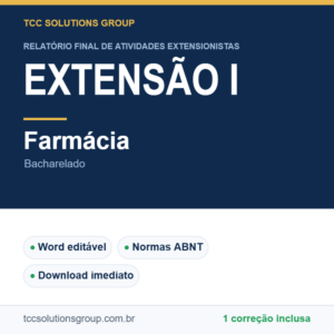 Projeto de Extensão I - Farmácia (Bacharelado) - modelo em Word nas normas ABNT