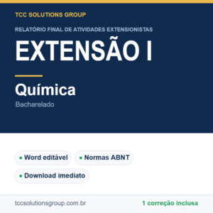 Projeto de Extensão I - Química (Bacharelado) - modelo em Word nas normas ABNT