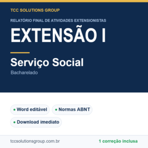 Projeto de Extensão I - Serviço Social (Bacharelado) - modelo em Word nas normas ABNT