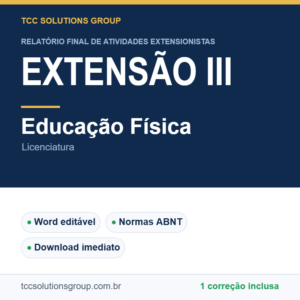 Projeto de Extensão III - Educação Física (Licenciatura) - modelo em Word nas normas ABNT