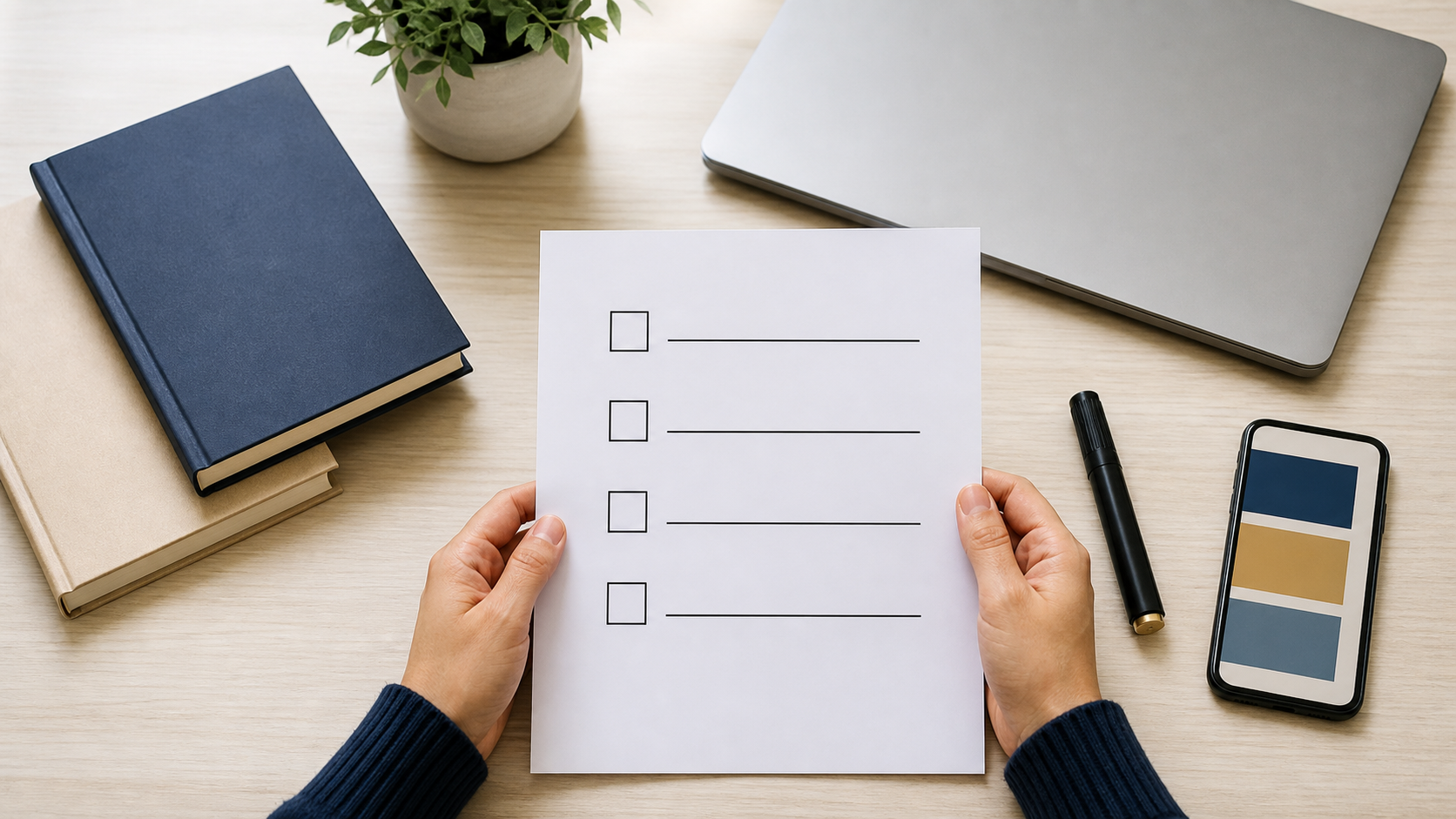 Pessoa confere uma lista de revisão de referência online