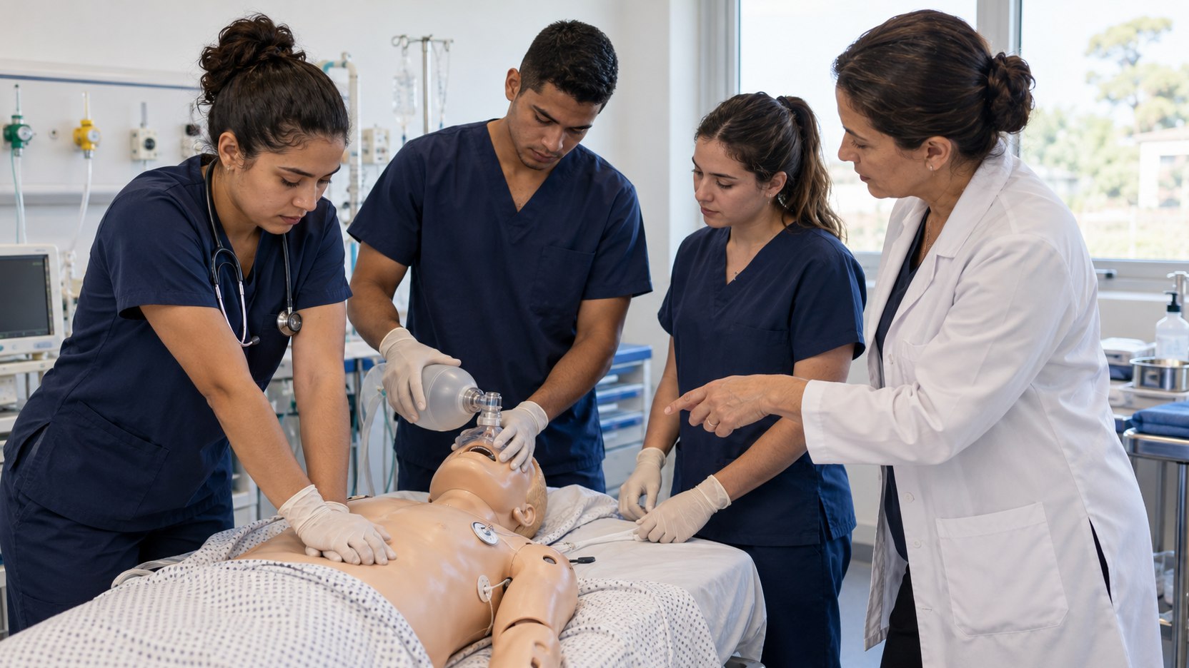 Estudantes da área da saúde em prática presencial supervisionada