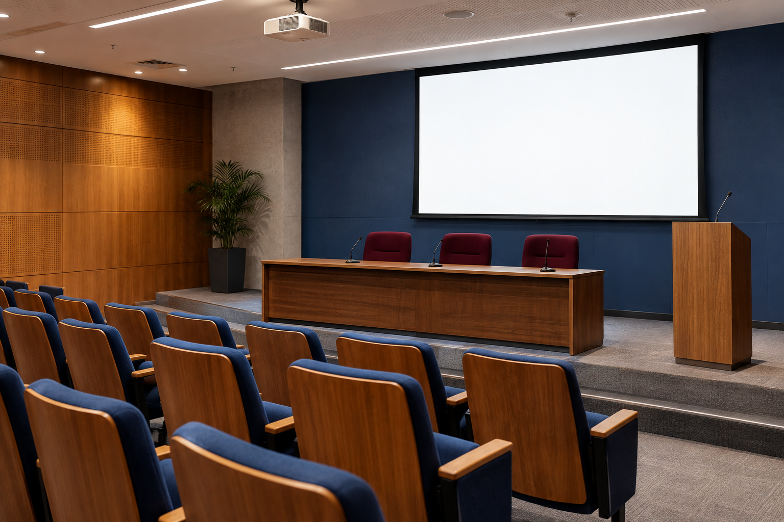 Ambiente vazio preparado para apresentação do TCC UFMG