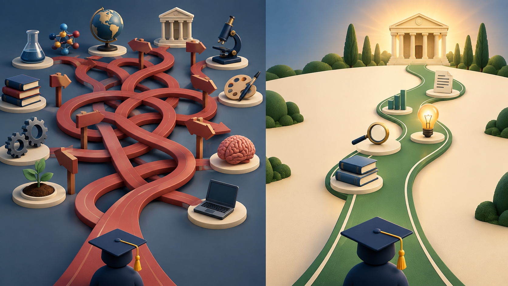 Comparação visual entre título amplo e título delimitado